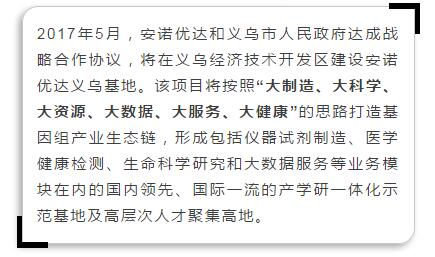 省産業基金參與項目——安諾優達基因檢測綜合體(tǐ)落地義烏